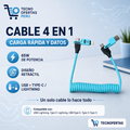 Cable Retráctil 4 en 1 de Carga Rápida 65W USB / Type-C / Lightning
