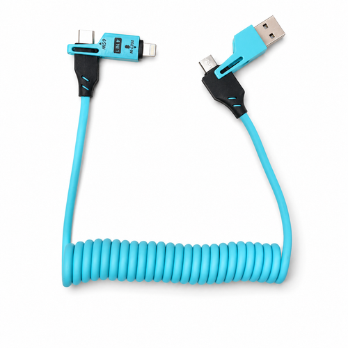 Cable Retráctil 4 en 1 de Carga Rápida 65W USB / Type-C / Lightning